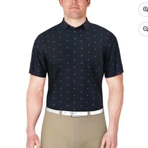 Ben Hogan Men's‎ Blue Peacoat Fish Print Golf Polo Shirt, Size Medium NWT